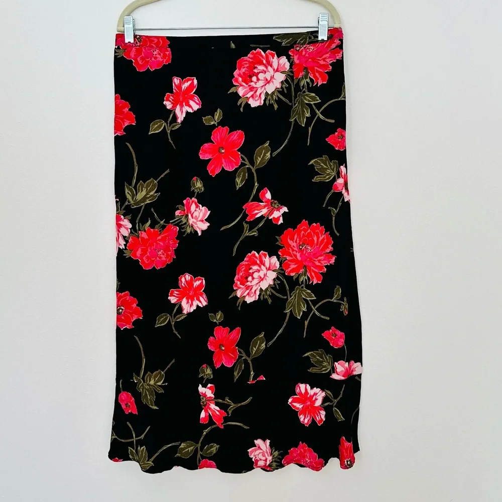 Vintage JM Collection Floral Midi Skirt Boho flowy chiffon Sheer - Picture 4 of 6